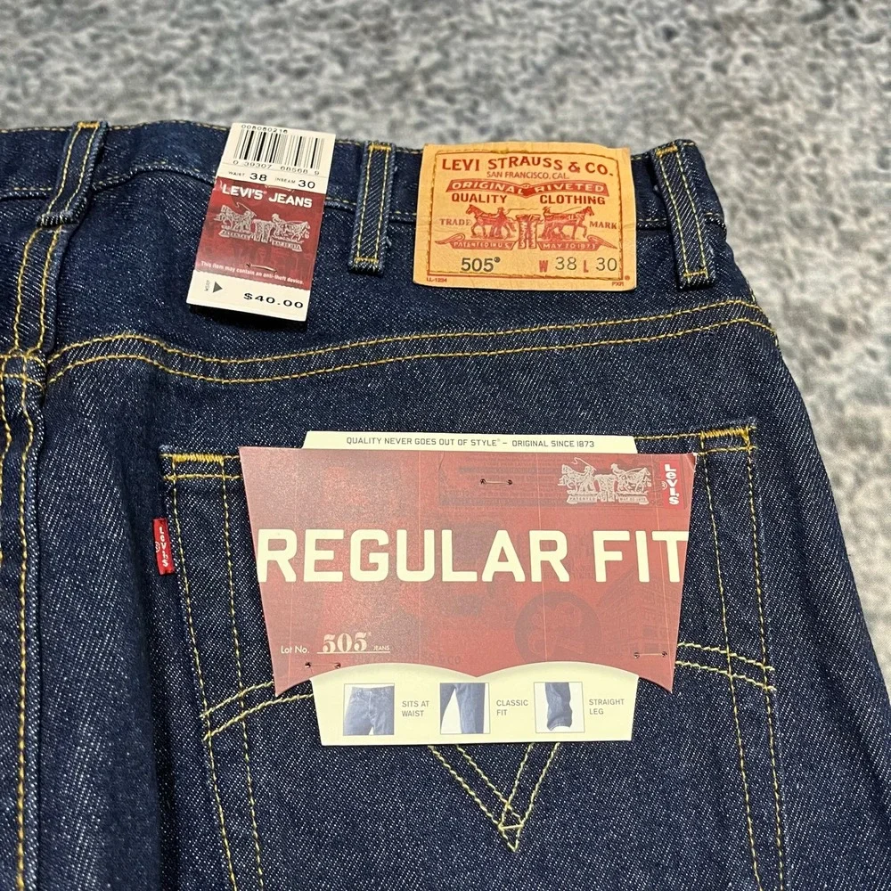 NEW Vintage‎ Levi's 505 Regular Fit Jeans Mens 38x30 Blue Denim Y2K 2000s